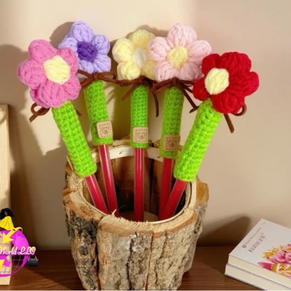 Colorful Flower Crochet Ink Pen (1)